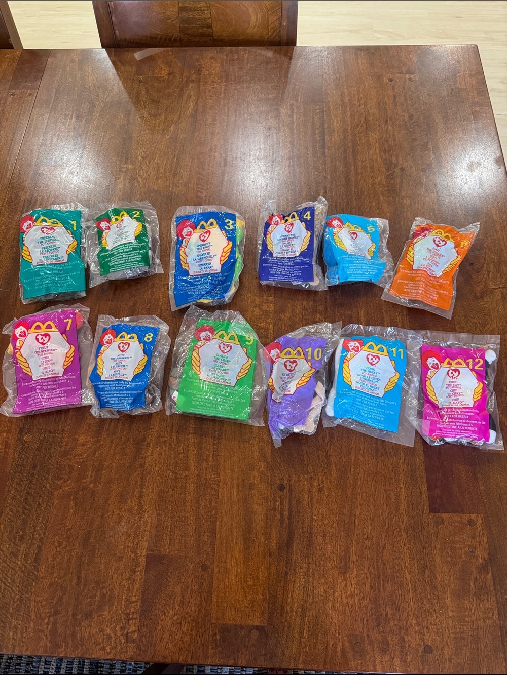 New Ty McDonald’s Teenie Beanie Babies 1999 drop #s 1-12